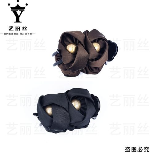 艺丽丝赫本王妃鹊桥优雅气质不规则上班通勤花苞款丸子夹YL1136女