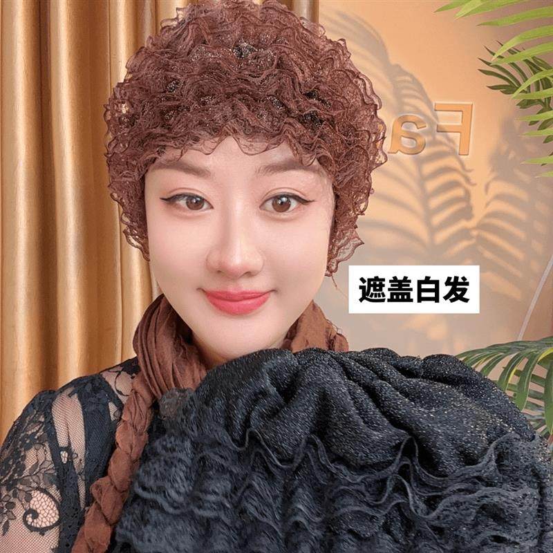 米可丫帽业新款网纱有弹力)遮盖白发蕾丝花边女士透气美人帽帽子
