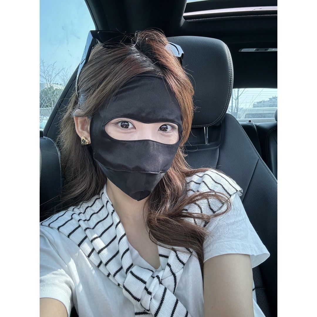 JunJun真丝防晒脸基尼双层自带定型超服帖防辐射遮阳脸罩面罩女