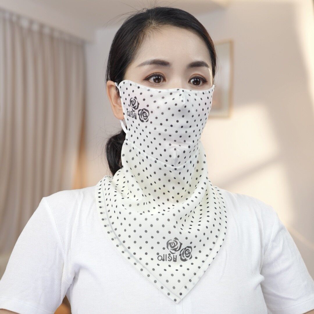 画荞丝巾女士春夏季防晒面纱护脸护颈户外骑行面罩口罩女隋言服饰