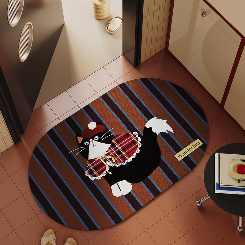 椭圆形浴室地垫硅藻泥吸水速干防滑脚垫轻奢高级感卫生间门口地毯