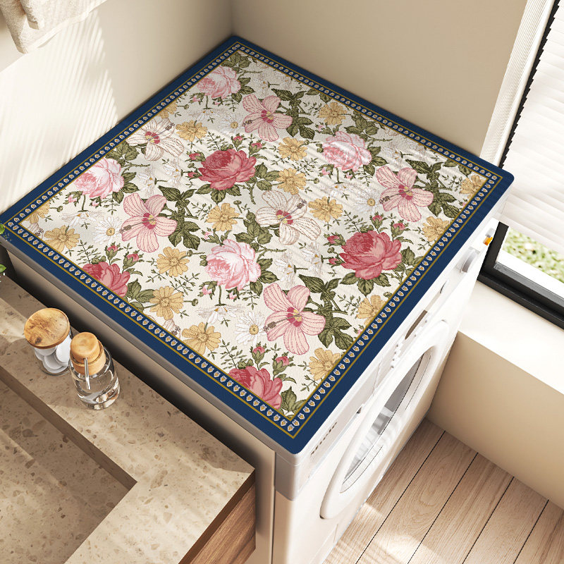 美式滚筒式洗衣机台面防尘盖布阳台防晒盖垫床头柜冰箱顶皮革盖巾