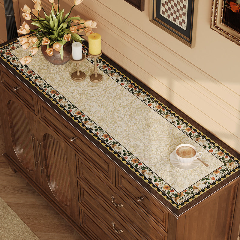 玄关柜餐边柜桌垫长条电视柜垫鞋柜防水防油免洗桌布台面保护垫子