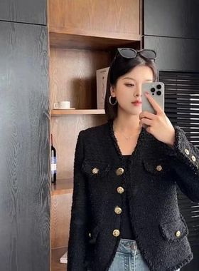 【轻纱】MSSY美舒尚衣、女外套女装小香风气质黑色时尚外套83028