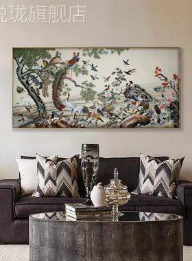 网红百鸟朝凤图国画唐寅唐伯虎新中式花鸟装档画玄饰关进门轻奢高