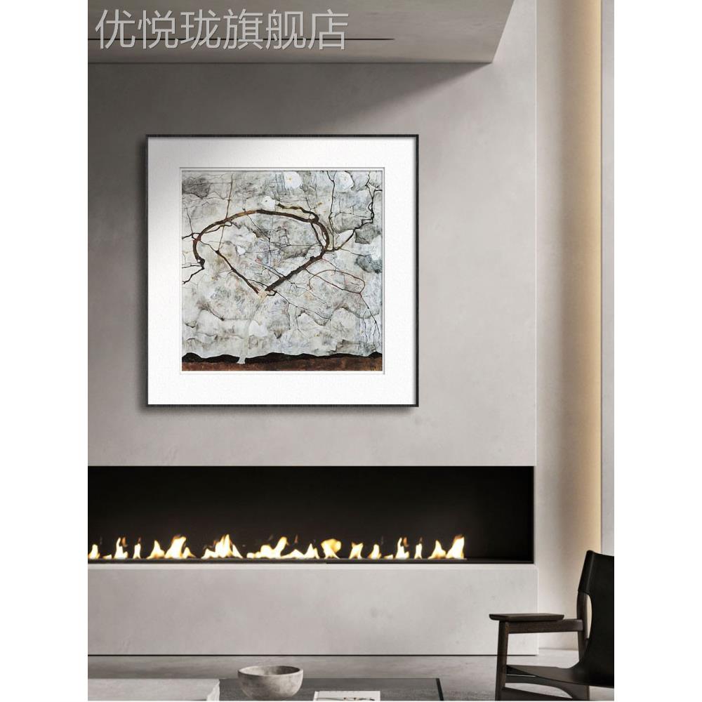 网红席勒秋树现代房抽象风景艺术装饰画客厅书玄关道壁过餐画厅墙图片