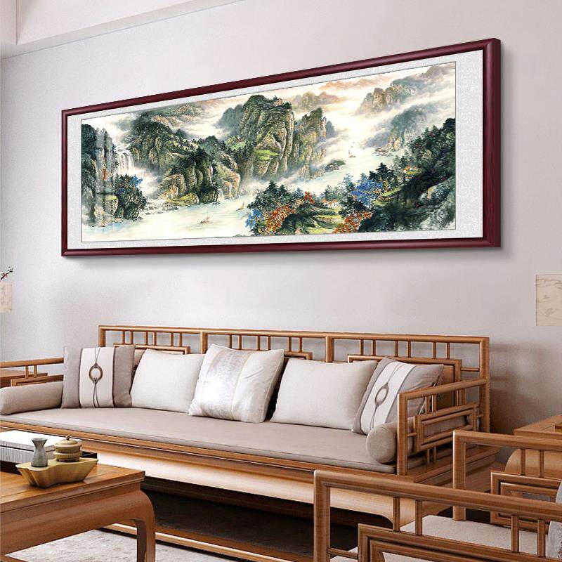 中堂客厅办挂画国墙山水画公室饰画新中式沙发背装画景画壁靠画山