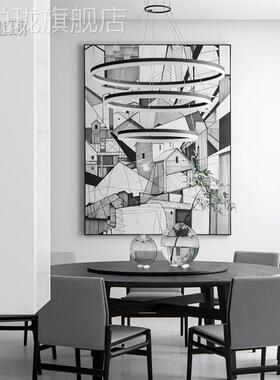 艺匠t 建约筑现手稿代业风Lof公寓简黑白装饰画设计师定工制挂画