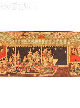 定做泰域南亚风人物格横版挂画东 泰国SPA餐厅玄关走廊过道墙面装