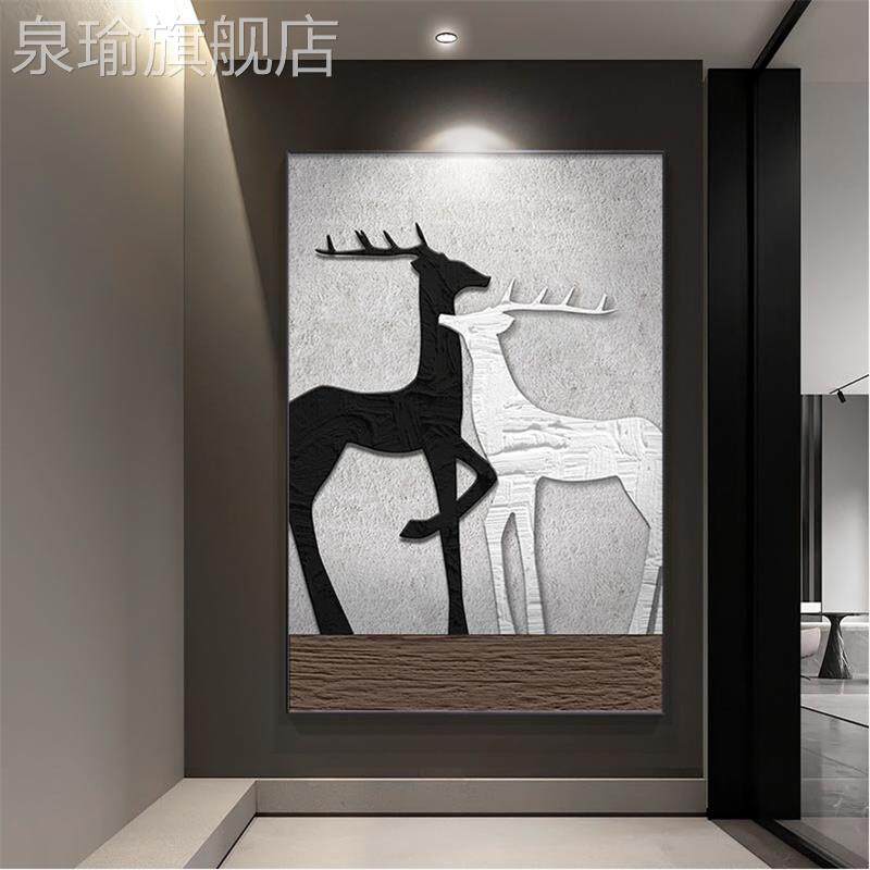 网红简侘寂风沙大象挂发背景墙高画级感装饰约画现代抽象肌理壁画