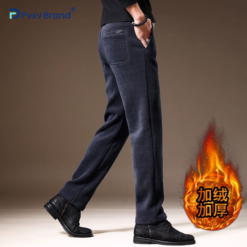 男灯芯绒休闲裤冬季加绒复古直筒