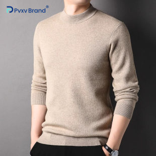 纯色打底衫 半高领重磅加厚中领保暖毛衣男装 男100羊绒冬季 羊绒衫