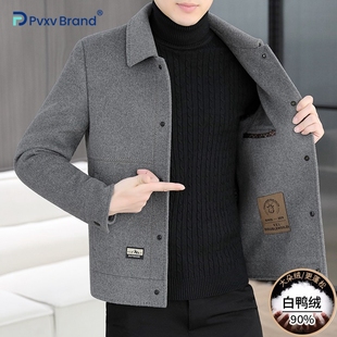 外套男式毛呢西服便服秋冬加厚保暖挺括不软塌商务洽谈休闲风夹克