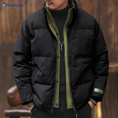 羽绒服男士加厚假两件立领