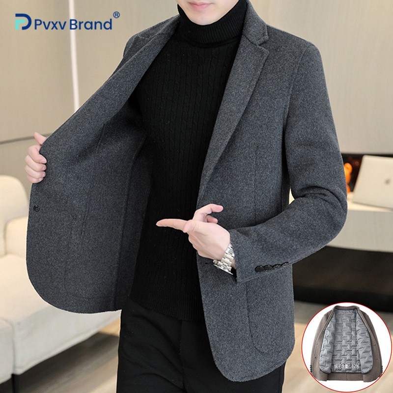 毛呢外套男新款秋冬西装高级感加厚保暖韩版修身通勤休闲质感夹克