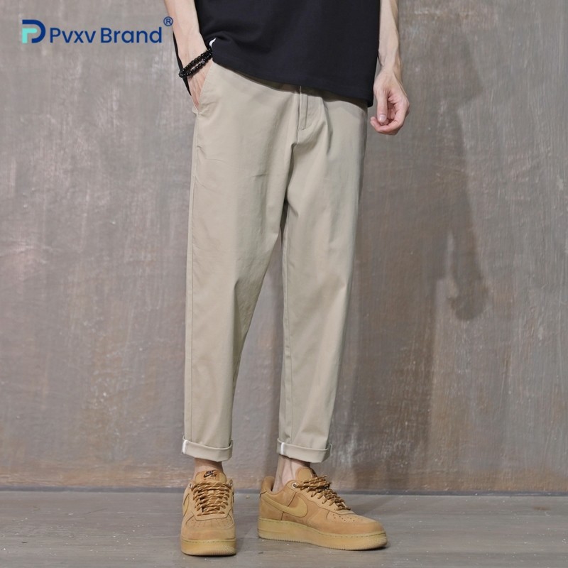 新款春秋九分裤男士休闲裤直筒潮流男士长裤弹力纯棉宽松9分裤子