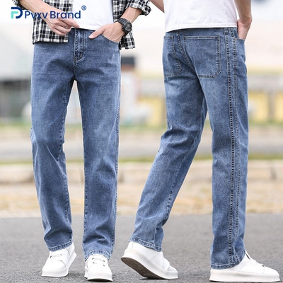 高端蓝色牛仔裤男士宽松直筒春秋