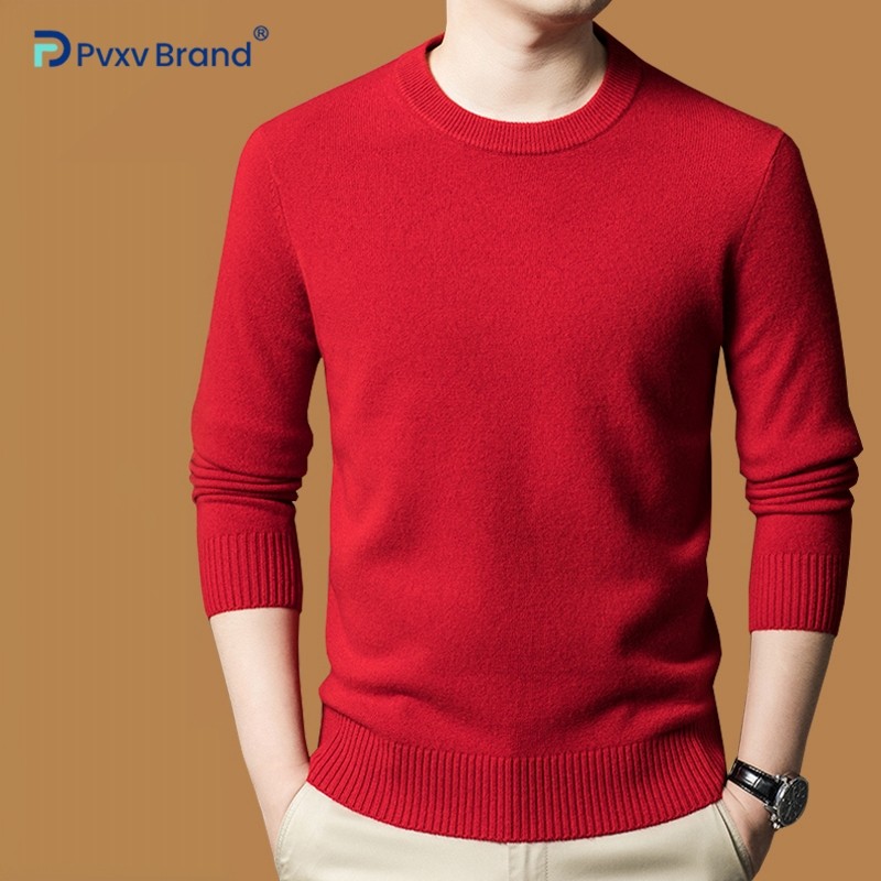鄂尔多斯市产2026本命年加厚羊毛衫男100纯羊毛圆领针织打底衫男