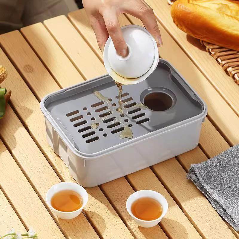 塑料功夫茶具套装工地茶盘便携一壶三杯茶旅行茶盘车载茶盘收纳盒,餐饮具,旅行茶具,淘宝优惠券,粉丝福利购,淘宝优惠卷