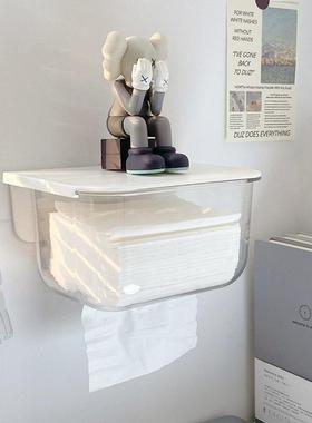 透明纸巾盒家用壁挂式卧室卫生间厕所抽纸盒洗脸巾挂墙收纳盒