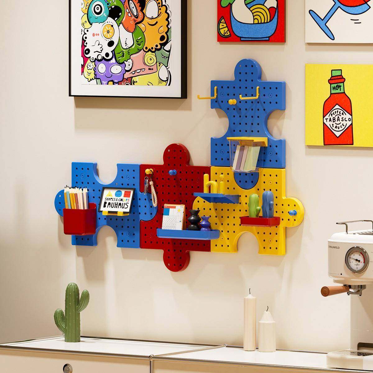 免打孔拼图墙上精美收纳板子墙面创意儿童书桌学习桌洞洞板置物架,收纳整理,书桌收纳置物架,淘宝优惠券,粉丝福利购,淘宝优惠卷
