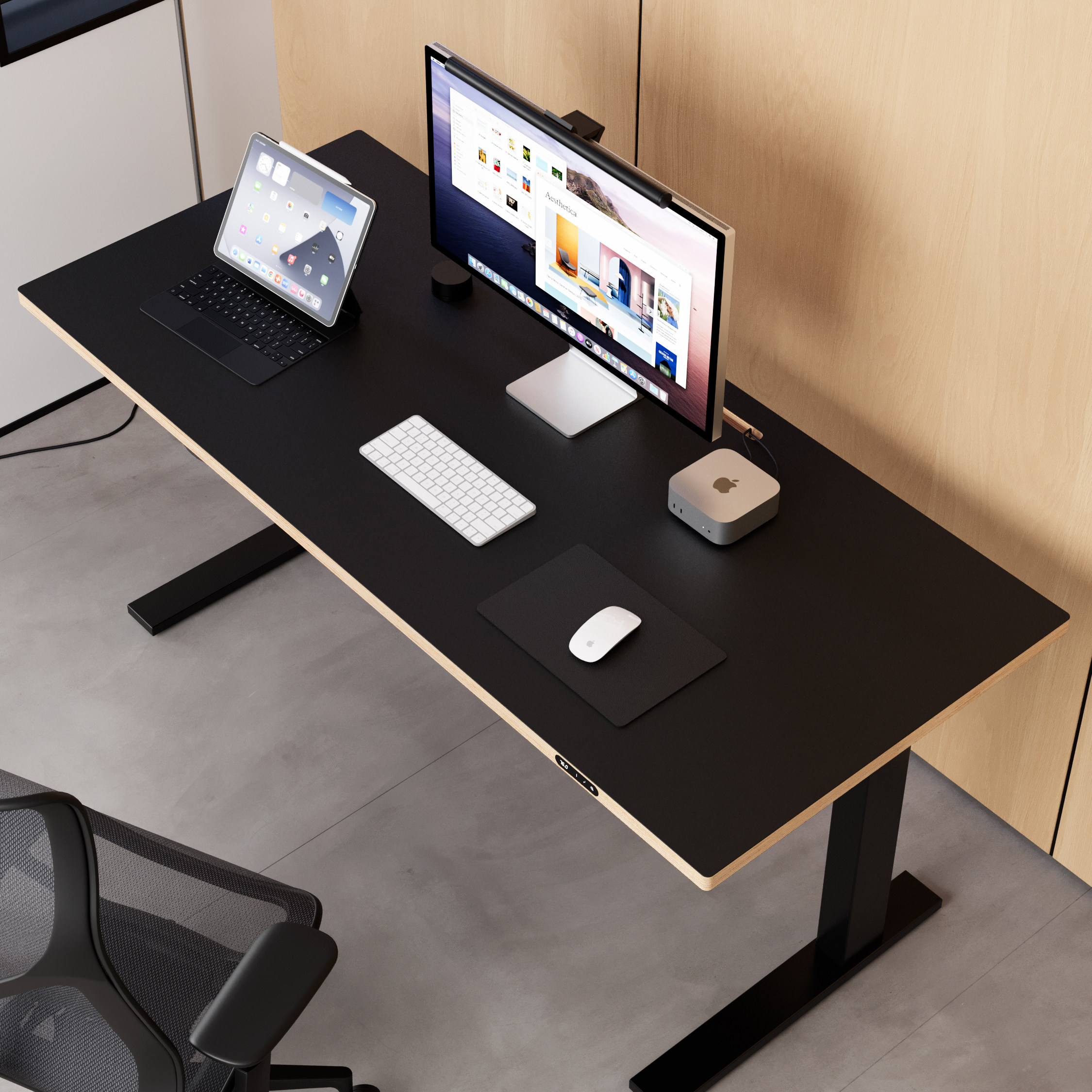 MOZHI实木双电机电动升降桌极简风白色站立办公桌电竞桌定制