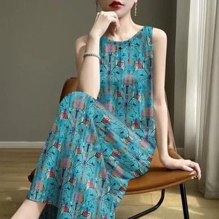 背心吊带中长款 2025夏季 减龄遮肚妈妈装 修身 睡裙外穿连衣裙女 新款