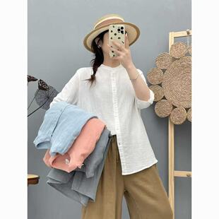 高级宽松柔软婴儿亲肤纯棉上衣 中袖 深圳南油轻奢高端货 立领衬衫