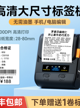 DP30P高清大尺寸标签打印机食品烘焙配料表仓库箱唛货架商品服装