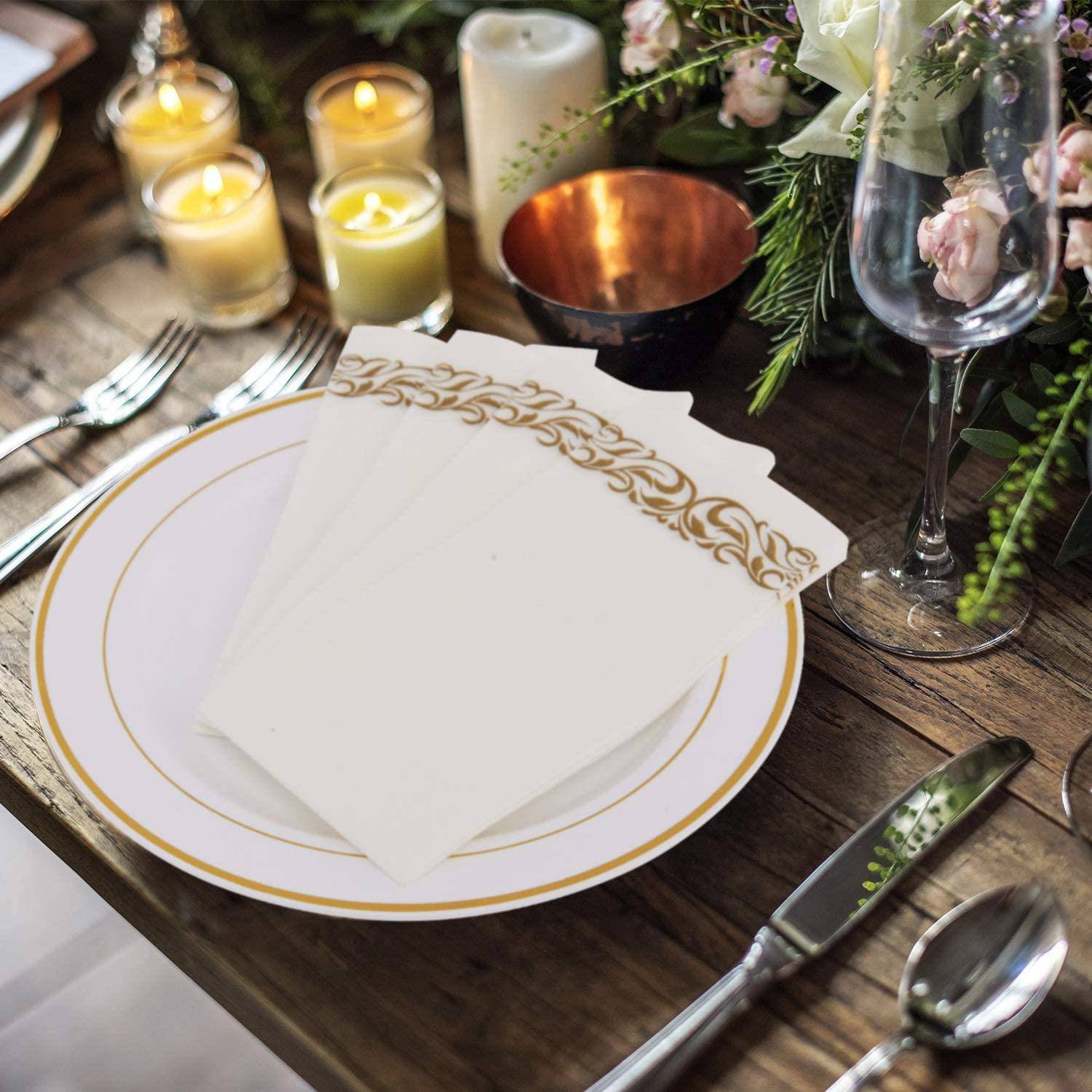 热卖金色餐印花无尘纸巾酒店西专5用白色餐巾纸干湿UPJ两用2张/包