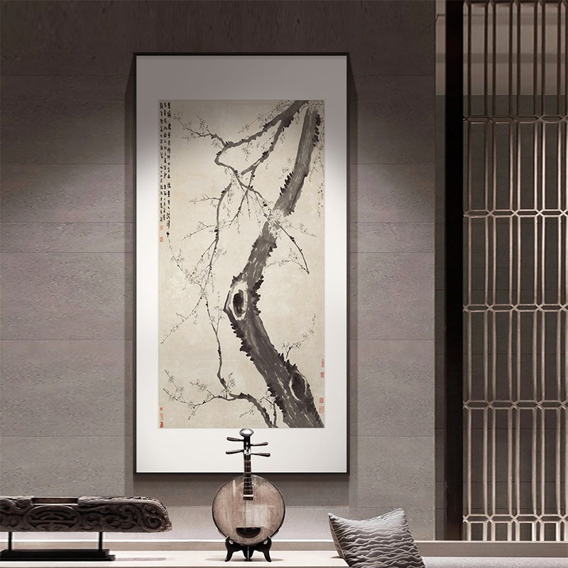 金农《墨梅图》新中式茶室国风画禅意书房茶室P装饰画客厅玄关挂图片