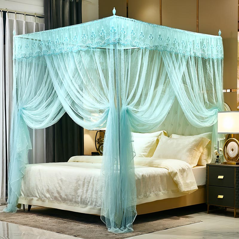 蚊帐家用2024新款卧室1.5m1y.8m床可挂吊扇加密公主风单蚊帐三开