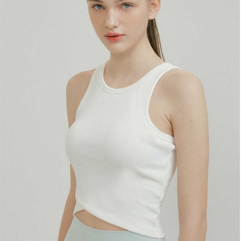 2024带胸垫瑜伽服背心春夏外穿无袖F美背健身内衣速干运动上衣孕