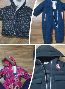 中小童男孩加厚k保暖冬季女童宝宝外套连帽拼色棉服羽绒服