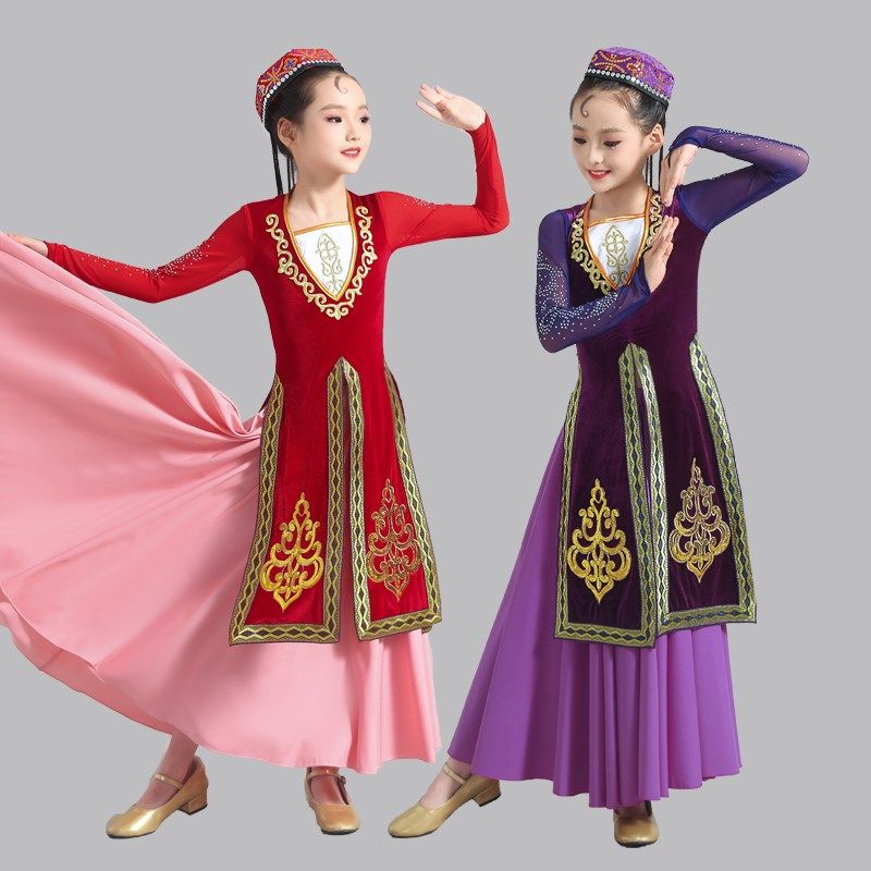 儿童新疆舞蹈演出服西域玫瑰维族舞蹈服女童古丽克孜力艺考大摆裙,童装/婴儿装/亲子装,儿童演出服,淘宝优惠券,粉丝福利购,淘宝优惠卷