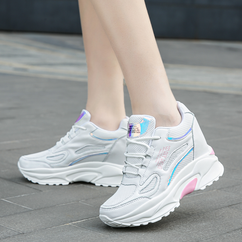 软底老爹鞋32小码运动旅游鞋8CM内增高女鞋M42码休闲小白鞋网鞋潮