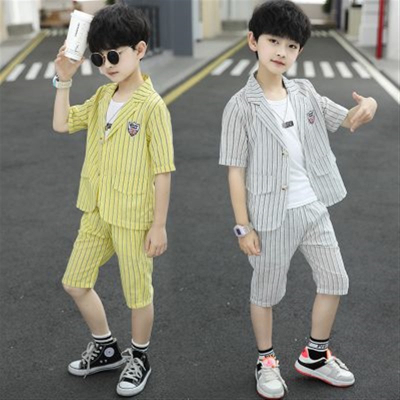 男童西装短裤套装夏季薄款小孩走秀B2023新款夏款儿童小西服三件