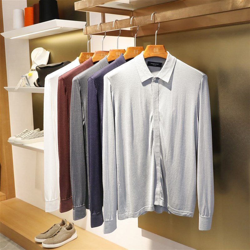 Z系2025早春新款男轻奢商务休闲长E袖针织开衫外套叠穿打底衫9786