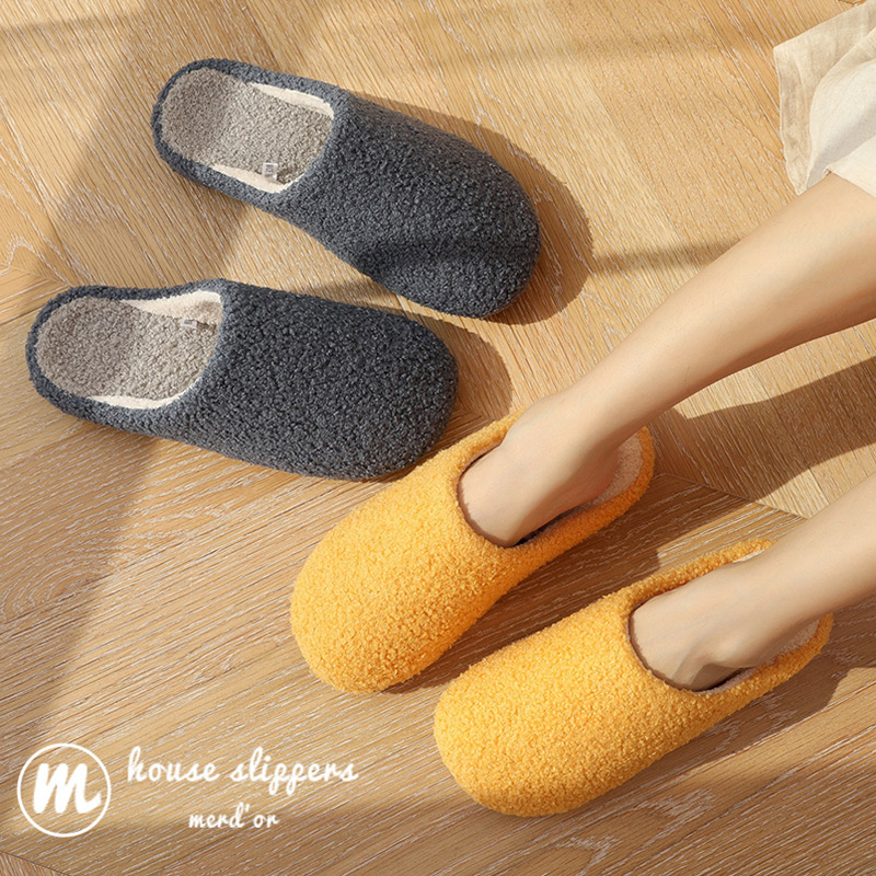 情侣款棉拖鞋女秋冬季室内一对保暖家居家用毛绒拖鞋男士冬天厚底