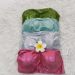 西双版纳傣族服饰弹力抹胸带胸垫自由搭配多色抹胸写真拍照款