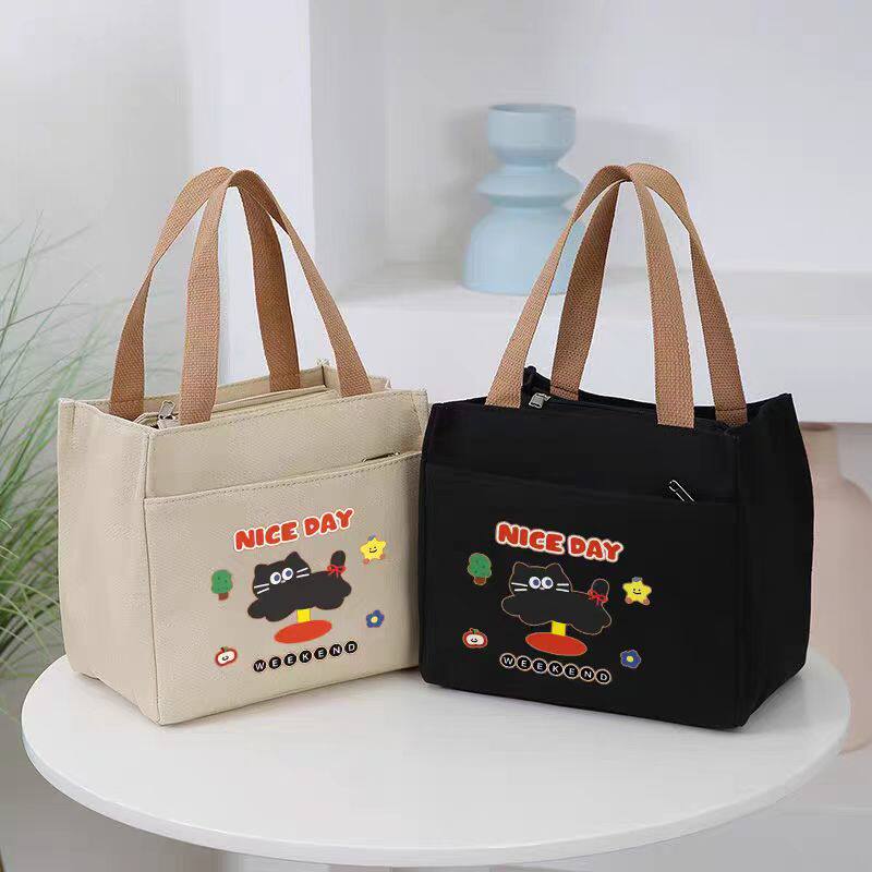 妈咪包手提帆布包上班通勤饭盒拉链袋立体新款小巧上班手拎杂物包