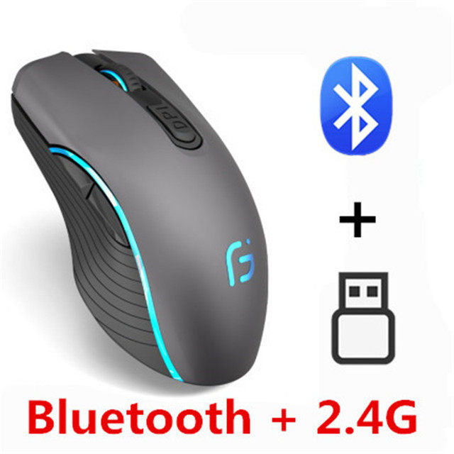 무선 마우스 LED 2400 DPI 듀얼 모드 2 IN 1 무선 BLUETO
