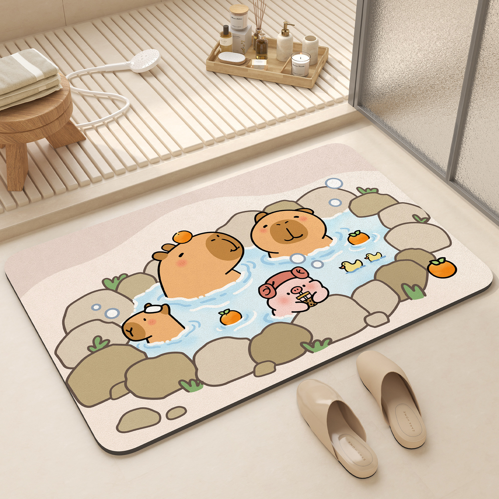 卡皮巴拉硅藻泥吸水地垫卫生间门口厕所防摔垫子浴室速干防滑脚垫,居家布艺,家用脚垫,淘宝优惠券,粉丝福利购,淘宝优惠卷