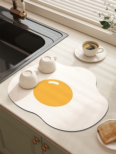 厨房台面沥水垫碗盘干燥垫吧台硅藻泥吸水杯子垫可爱免擦洗隔热垫