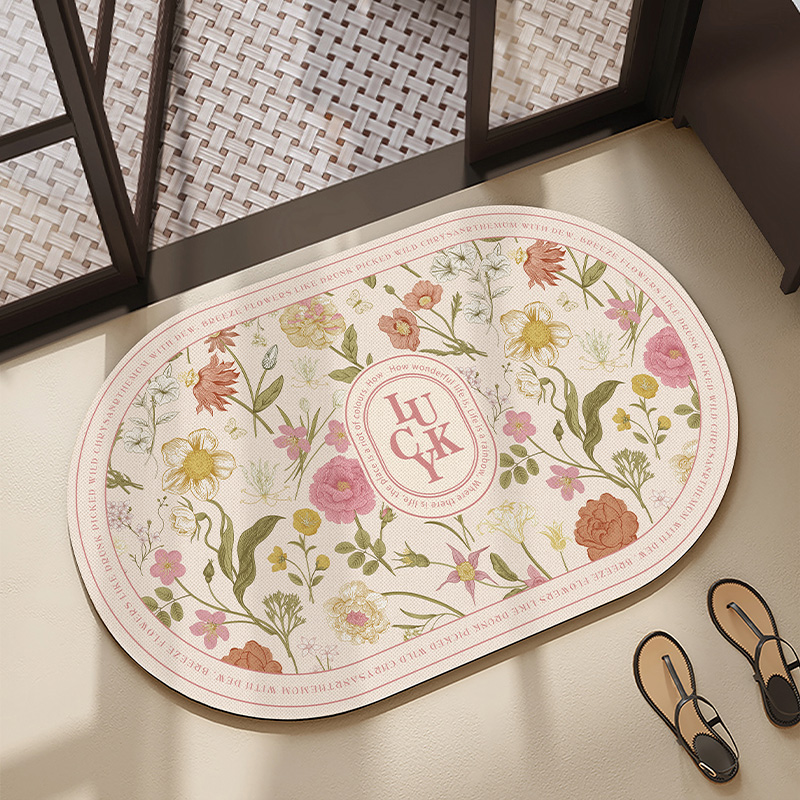 美式浴室柜硅藻泥门口吸水脚垫速干防滑地垫厕所卫生间进门垫地毯