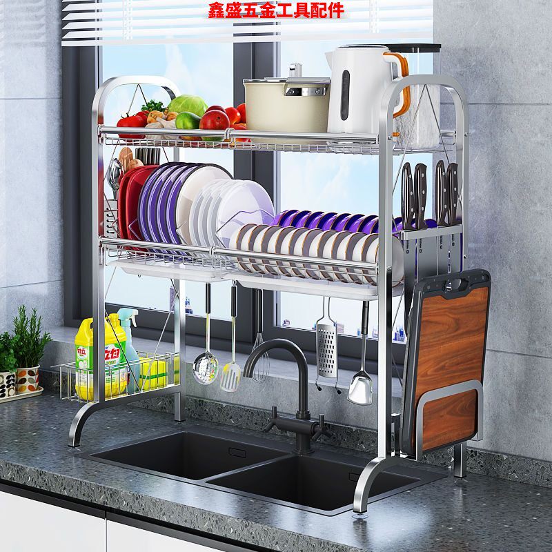 厨房水槽架加厚不锈钢台面落地置物架水龙头沥水碗碟收纳架放碗筷