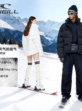 ONEILL男女植绒印花休闲运动风短款羽绒服保暖防寒运动羽绒服新款
