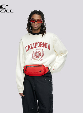 ONEILL春季加绒卫衣宽松落肩套头保暖运动复古印花卫衣2025新款