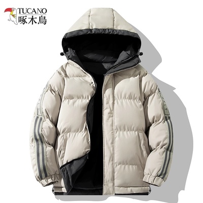 啄木鸟羽绒棉服男冬季新款2025连帽棉衣男士外套加厚大码棉袄外套