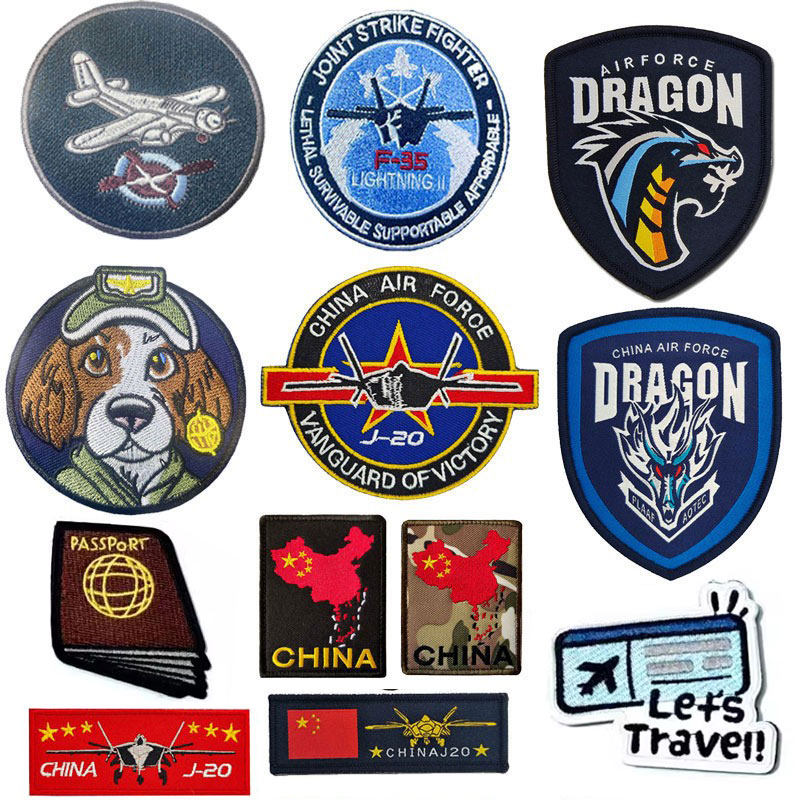 歼二十徽章军迷装饰贴CHINA中国J20战术士气飞行臂章刺绣魔术贴章